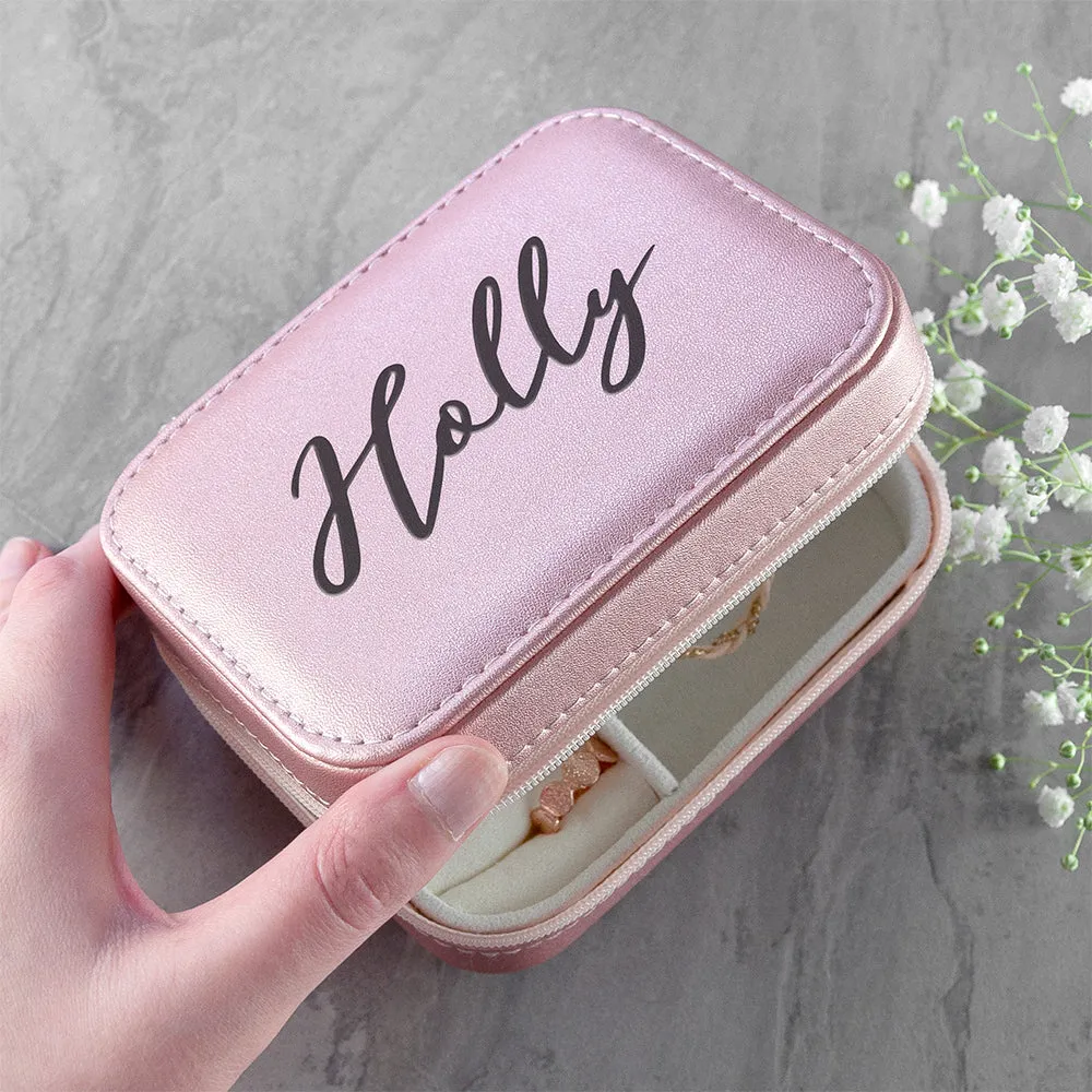 Personalised Pink Travel Jewellery Case