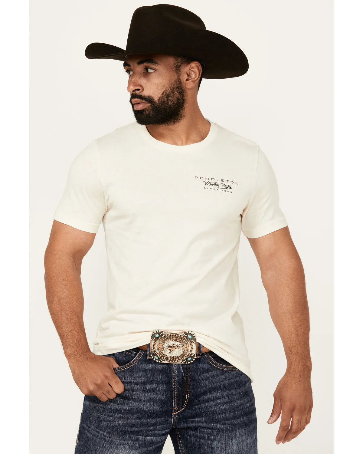 Product Name:  Pendleton Men's Boot Barn Exclusive Desert Sunset Short Logo Sleeve Graphic T-Shirt