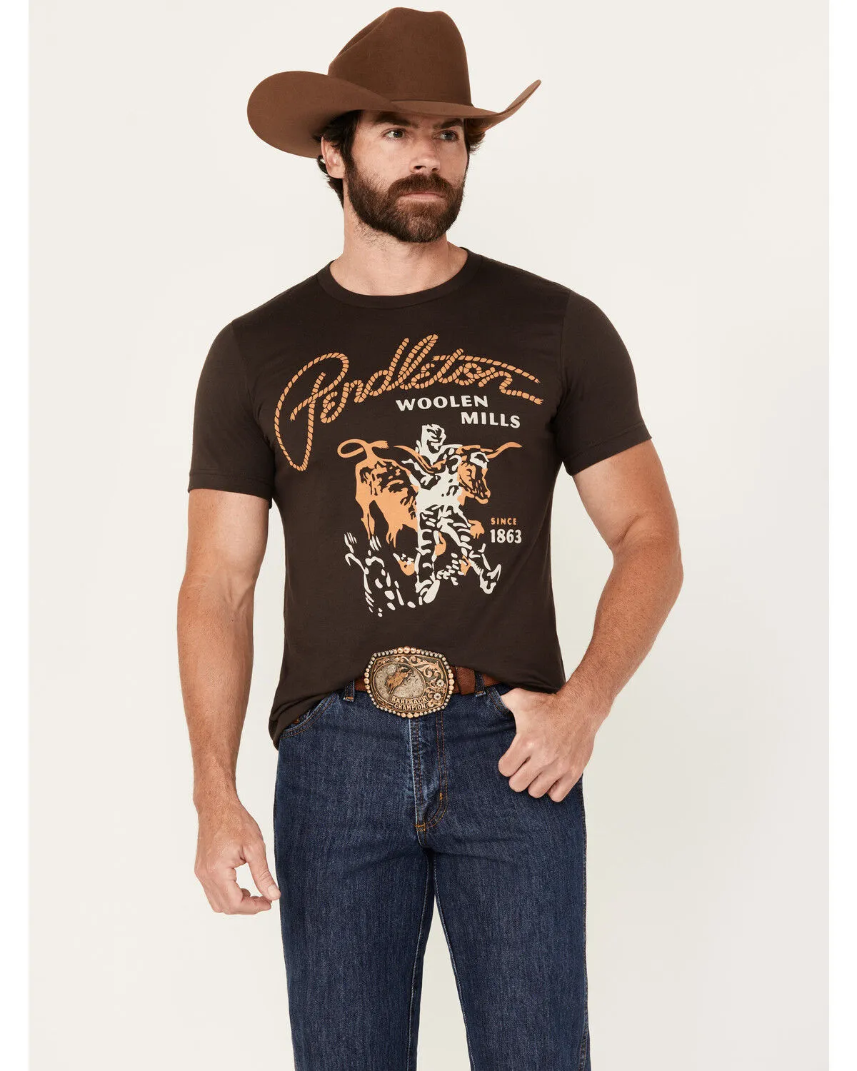 Product Name:  Pendleton Men's Boot Barn Exclusive Steer Rodeo Short Sleeve Graphic T-Shirt