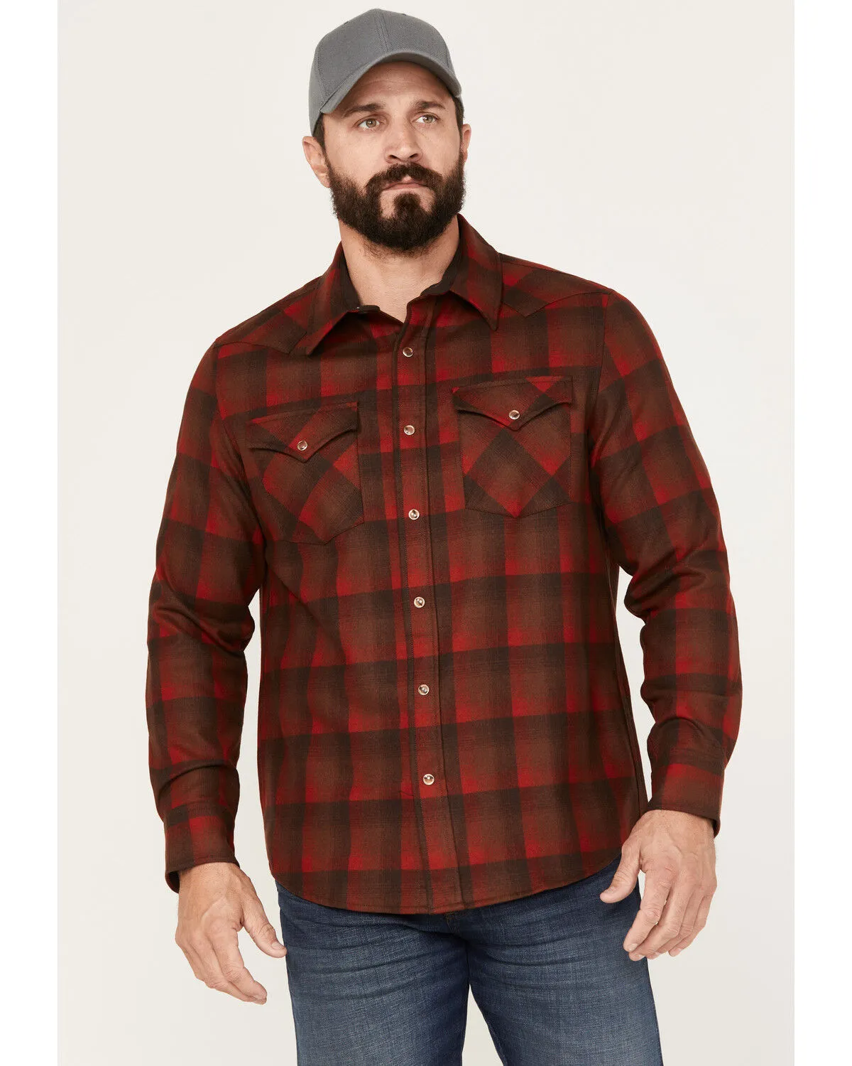 Product Name:  Pendleton Men's Canyon Ombre Plaid Long Sleeve Western Snap Shirt