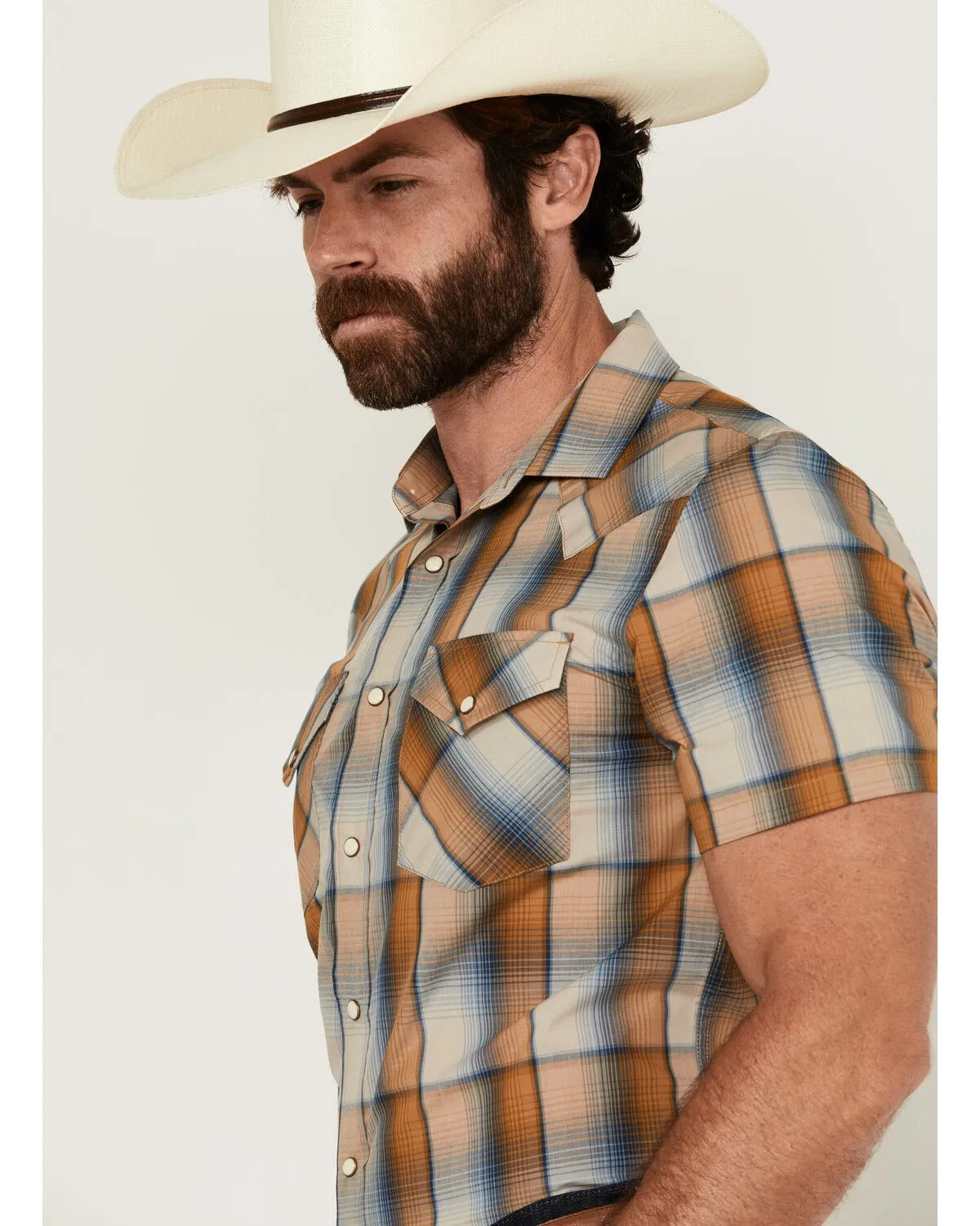 Product Name:  Pendleton Men's Frontier Plaid Print Short Sleeve Snap Western Shirt