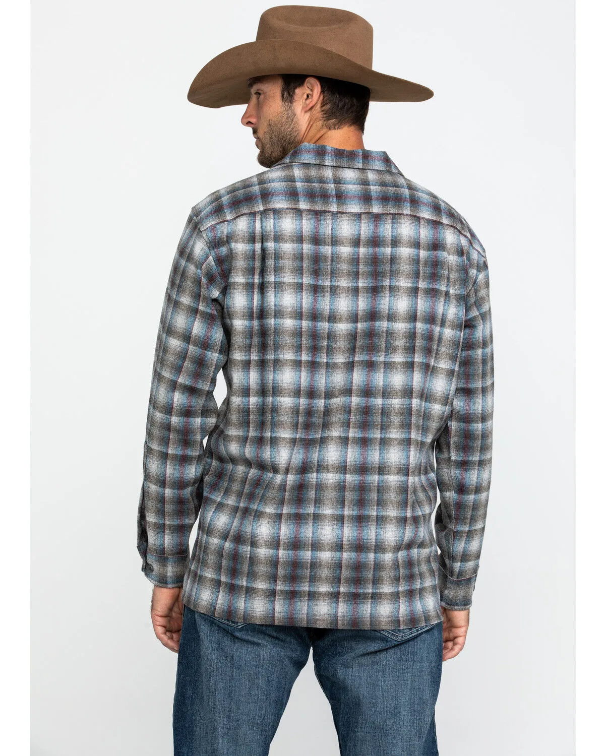 Product Name:  Pendleton Men's Gray Board Oxford Plaid Long Sleeve Western Shirt