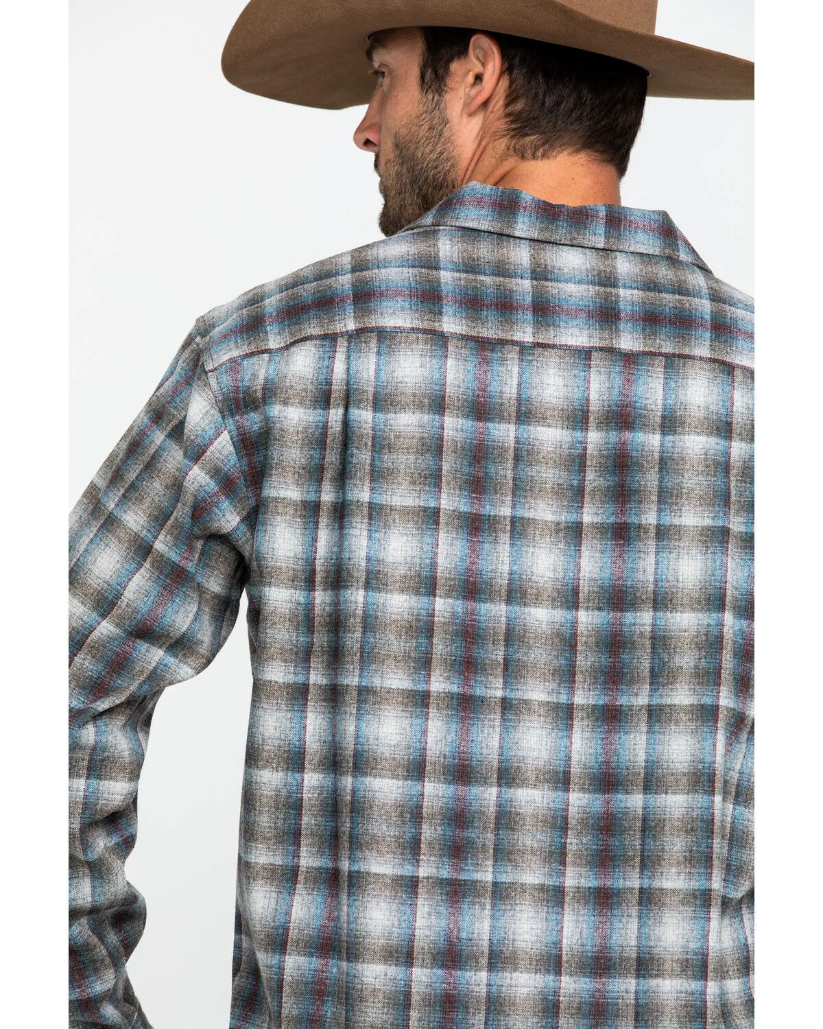 Product Name:  Pendleton Men's Gray Board Oxford Plaid Long Sleeve Western Shirt