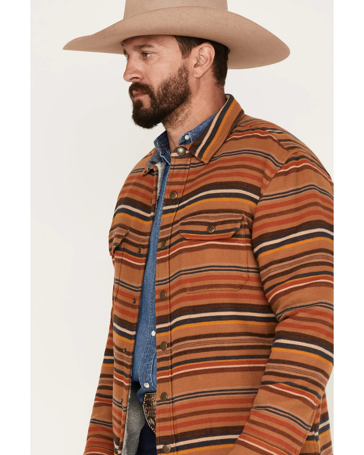 Product Name:  Pendleton Men's Striped Sherpa-Lined Snap Western Shirt Jacket