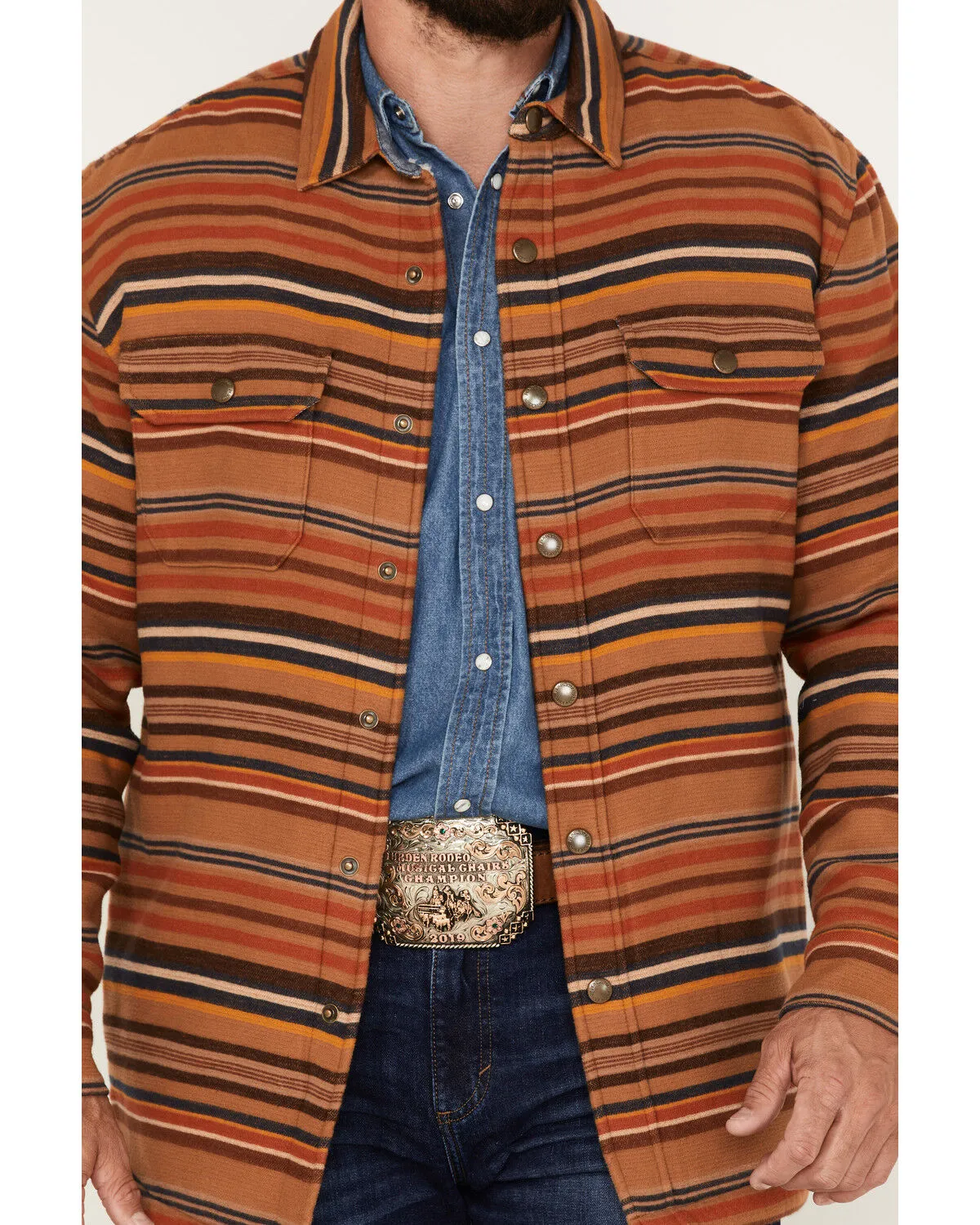 Product Name:  Pendleton Men's Striped Sherpa-Lined Snap Western Shirt Jacket