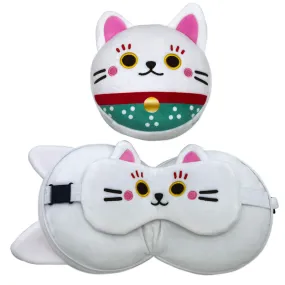 Relaxeazzz Travel Pillow & Eye Mask - Maneki Neko Lucky Cat CUSH320