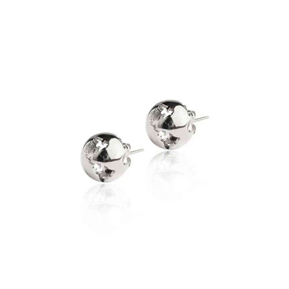 Rhodium Earth Earrings