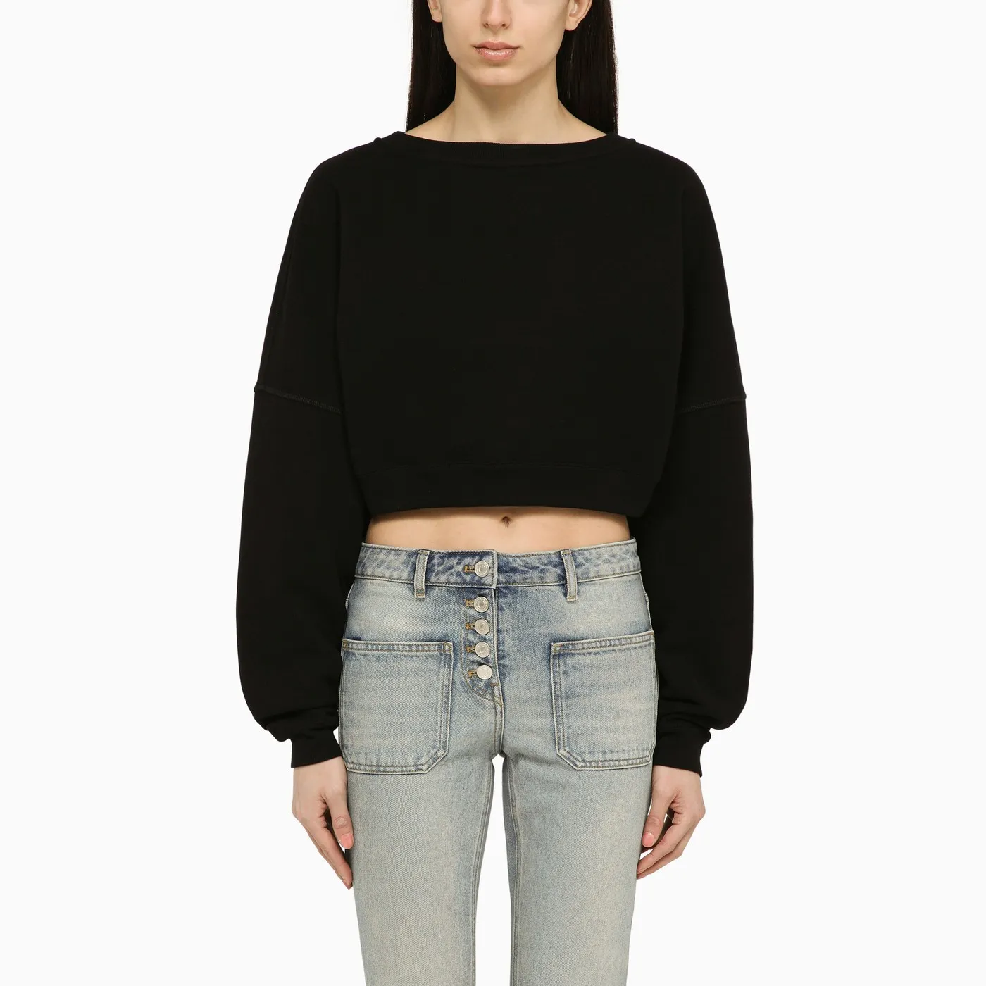 Saint Laurent  |Crew Neck Unisex Rib Street Style Long Sleeves Plain Cotton