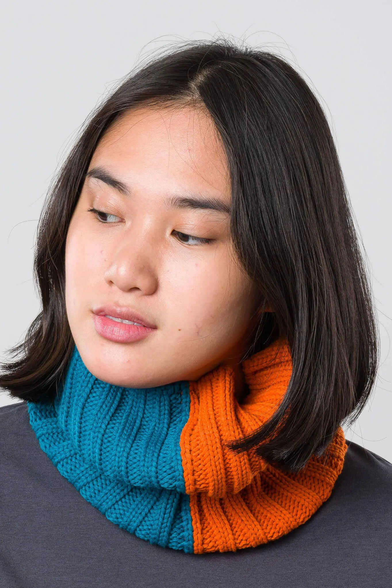 SALE Chunky Colorblock Knit Snood | Teal