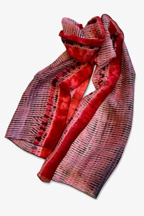 Shibori Dyed Silk Scarf | Raspberry Punch