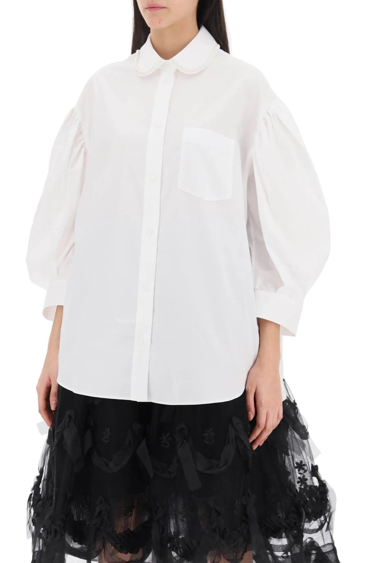 Simone Rocha  |Long Sleeves Cotton Oversized Shirts & Blouses