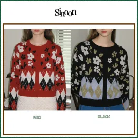 sinoon  |Street Style Long Sleeves Logo Outlet Cardigans