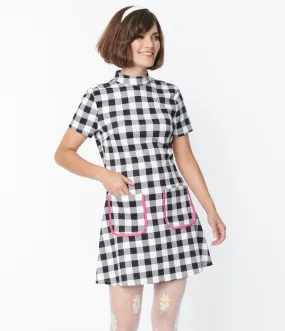 Smak Parlour Black & White Gingham Wave Maker Mini Dress