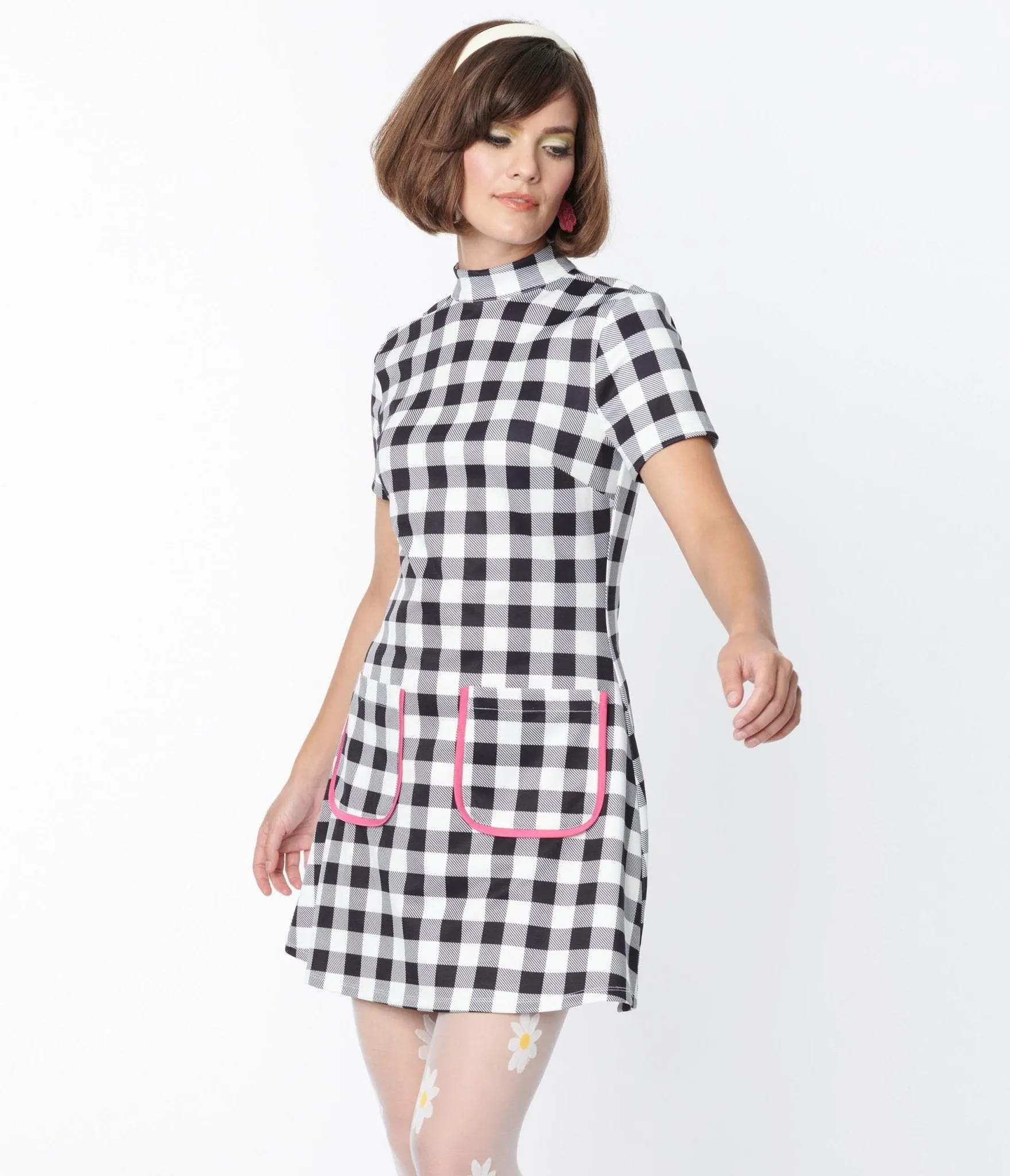 Smak Parlour Black & White Gingham Wave Maker Mini Dress