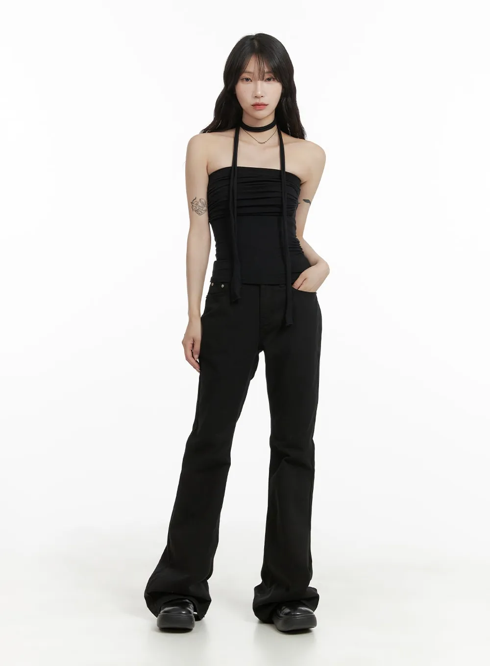 Solid Bootcut Pants CA408