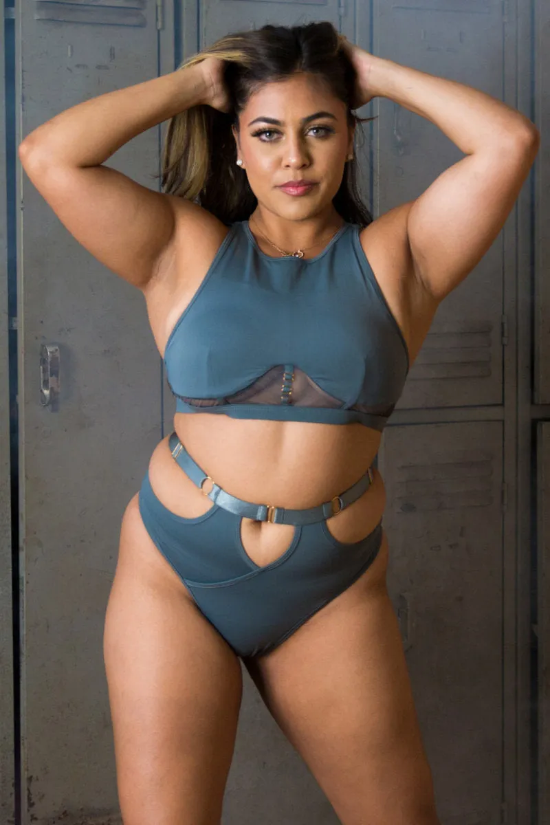 Tatiana Activewear Maya Top - Blue Grey