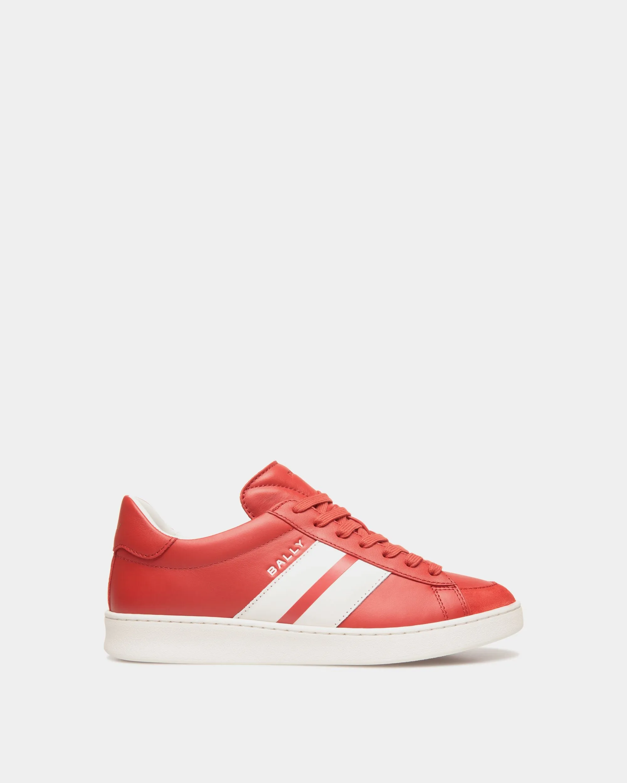 Tennis Sneaker In Candy Red And White Leather