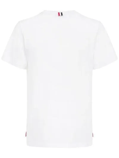 THOM BROWNE  |Crew Neck Pullovers U-Neck Plain Cotton Short Sleeves Logo