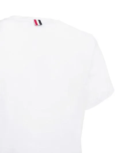 THOM BROWNE  |Crew Neck Pullovers U-Neck Plain Cotton Short Sleeves Logo