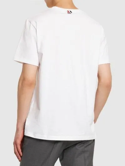 THOM BROWNE  |Crew Neck Pullovers U-Neck Plain Cotton Short Sleeves Logo