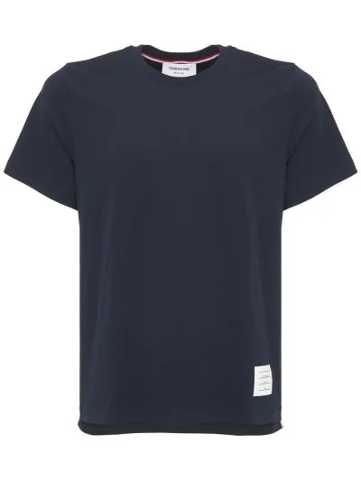 THOM BROWNE  |Crew Neck Pullovers U-Neck Plain Cotton Short Sleeves Logo