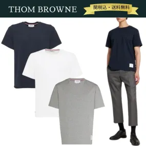 THOM BROWNE  |Crew Neck Pullovers U-Neck Plain Cotton Short Sleeves Logo