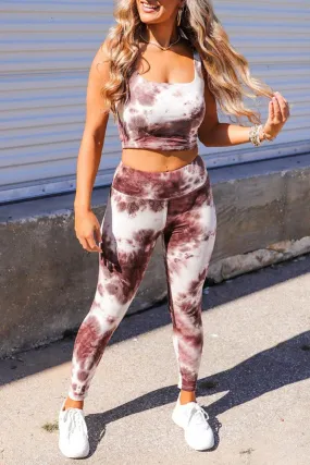 Tie-dye Tank and Leggings Set - Brown Tie Dye