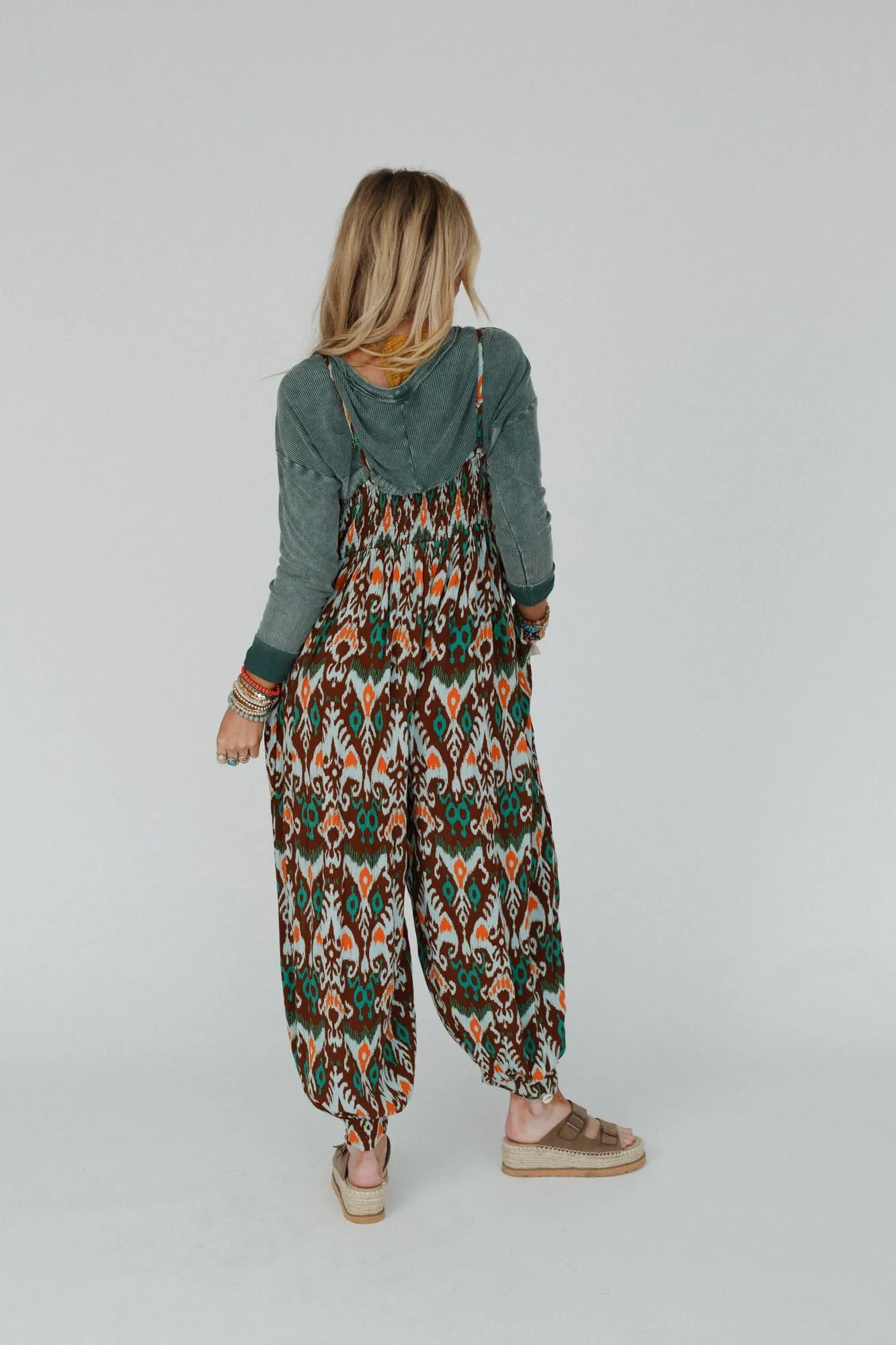 Travel Light Printed Jumpsuit - Brown