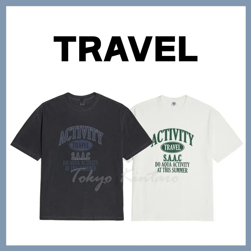 TRAVEL  |Unisex Street Style Short Sleeves Logo T-Shirts