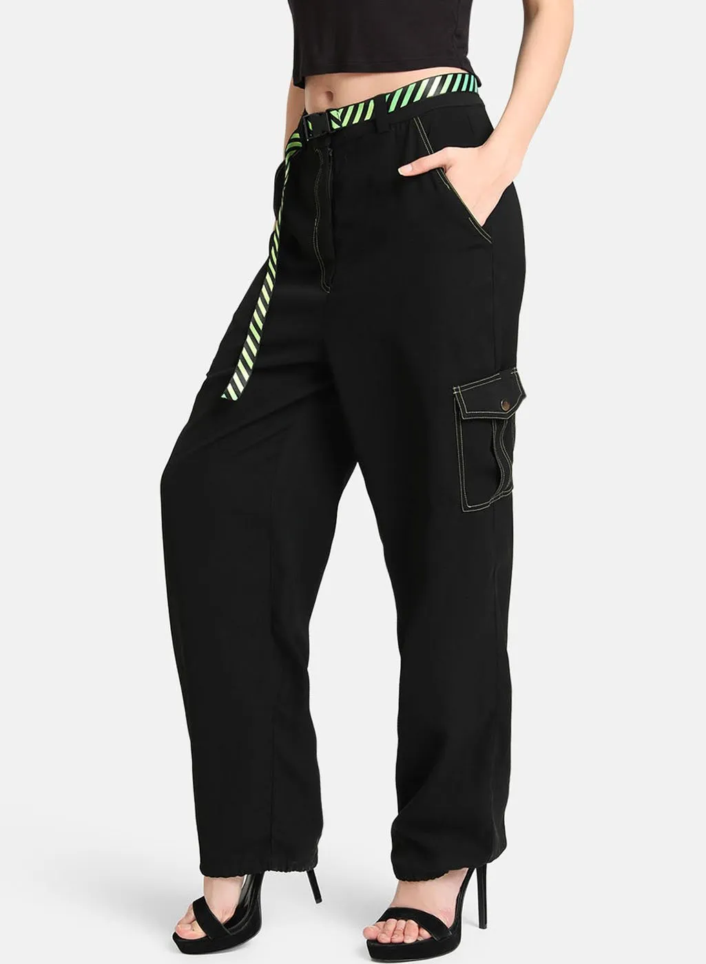 Trousers With Contrast Stitch Detailing