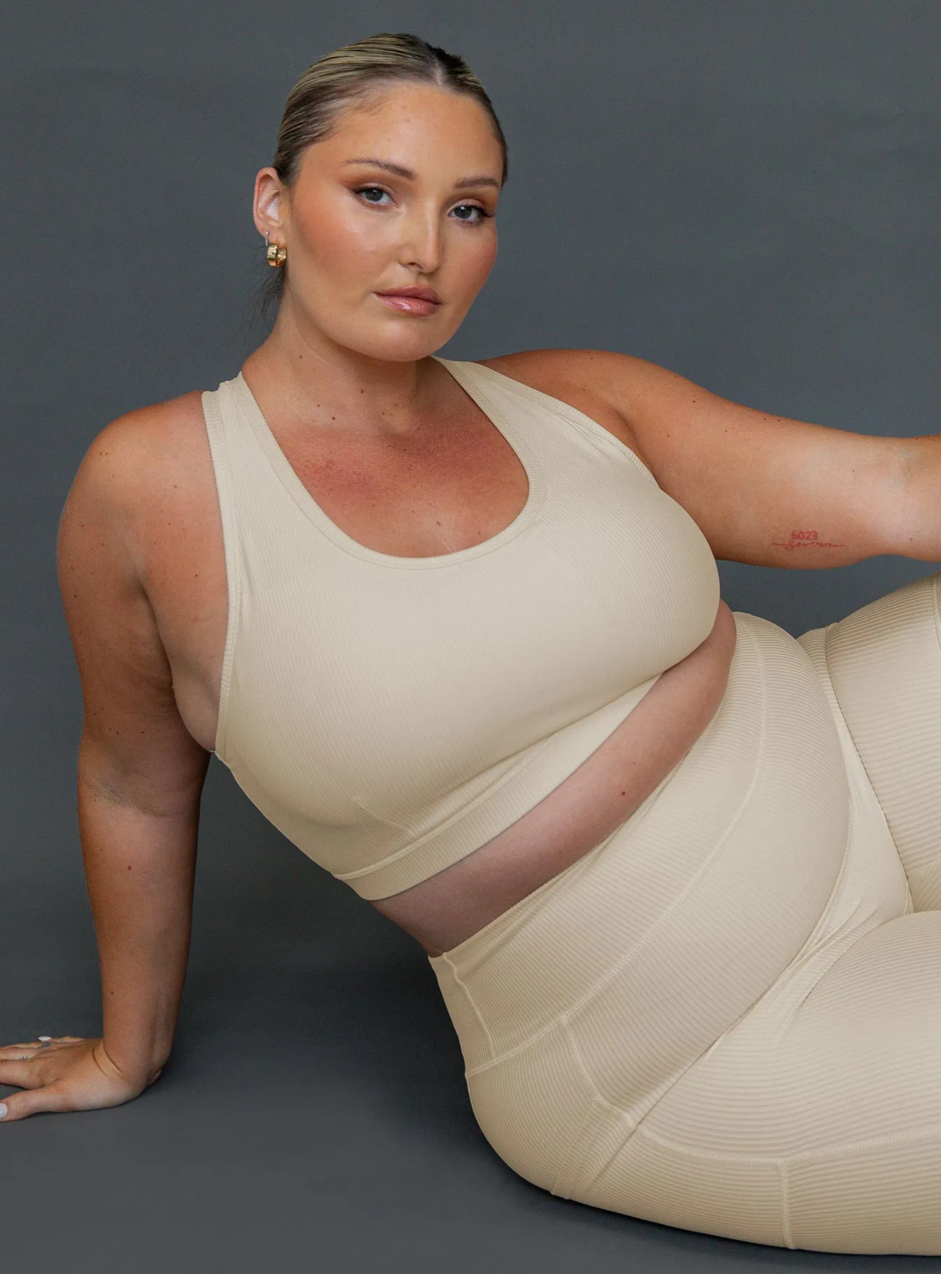 Turbo Activewear Rib Top Latte Curve