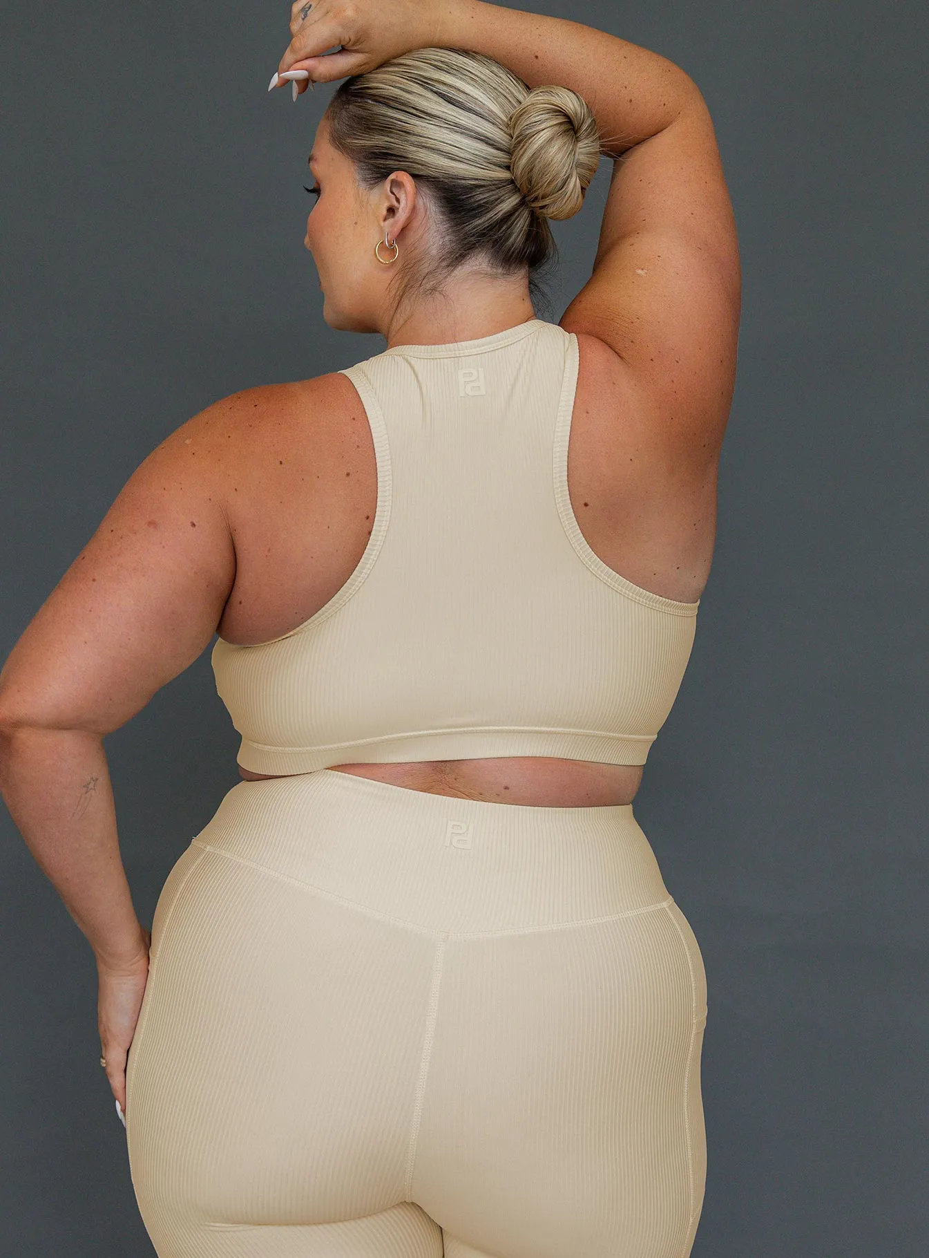 Turbo Activewear Rib Top Latte Curve