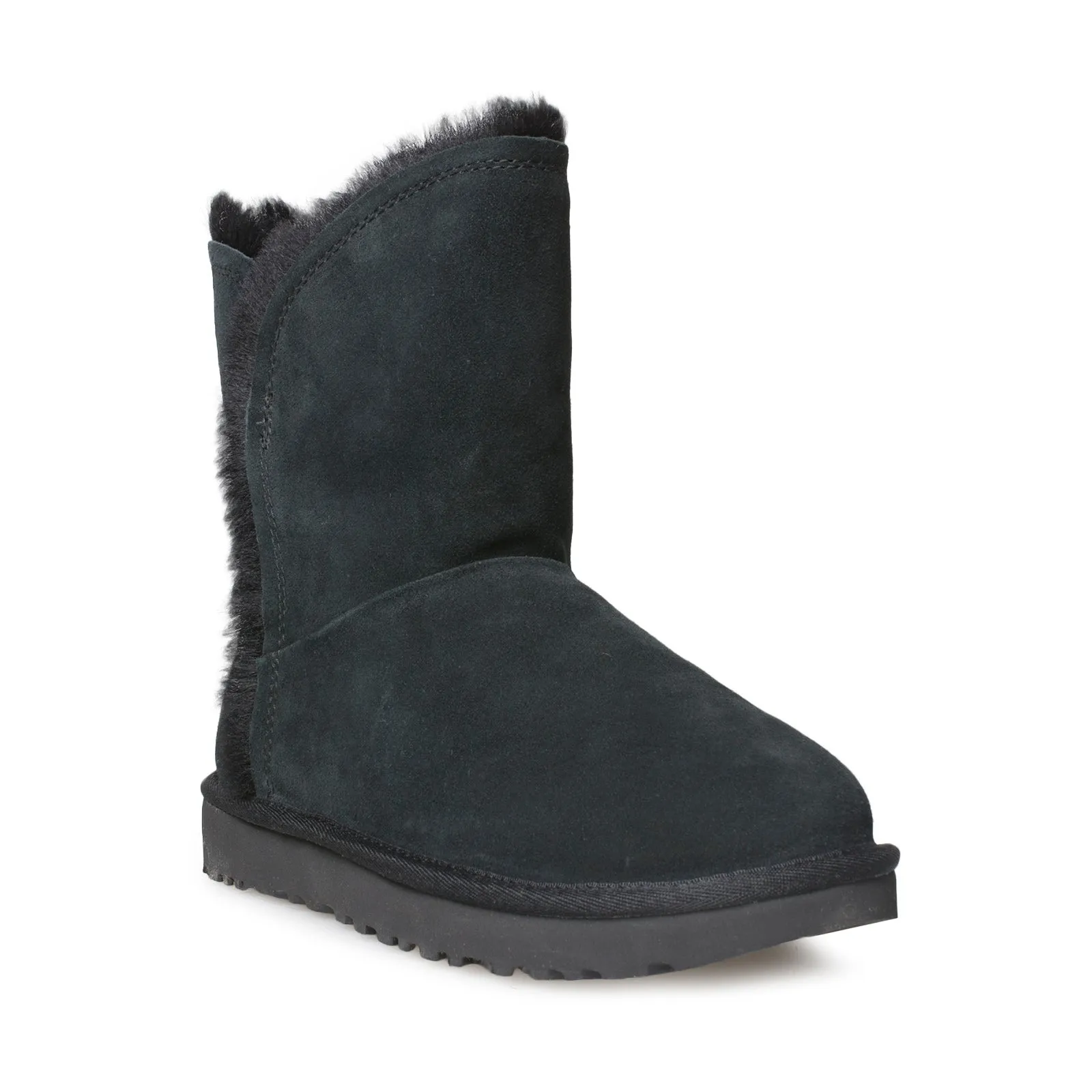 UGG Classic Short Fluff High Low Black Boots - Women's