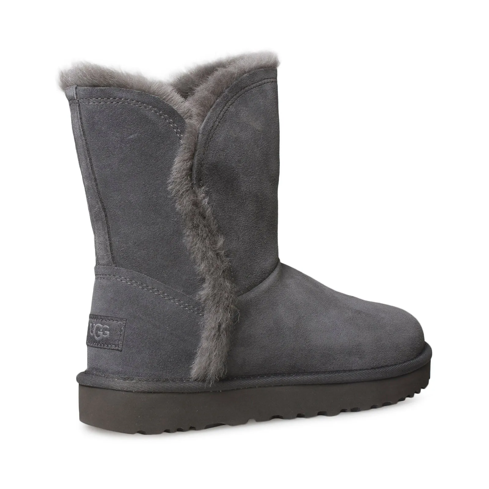 UGG Classic Short Fluff High Low Charcoal Boots - Women's