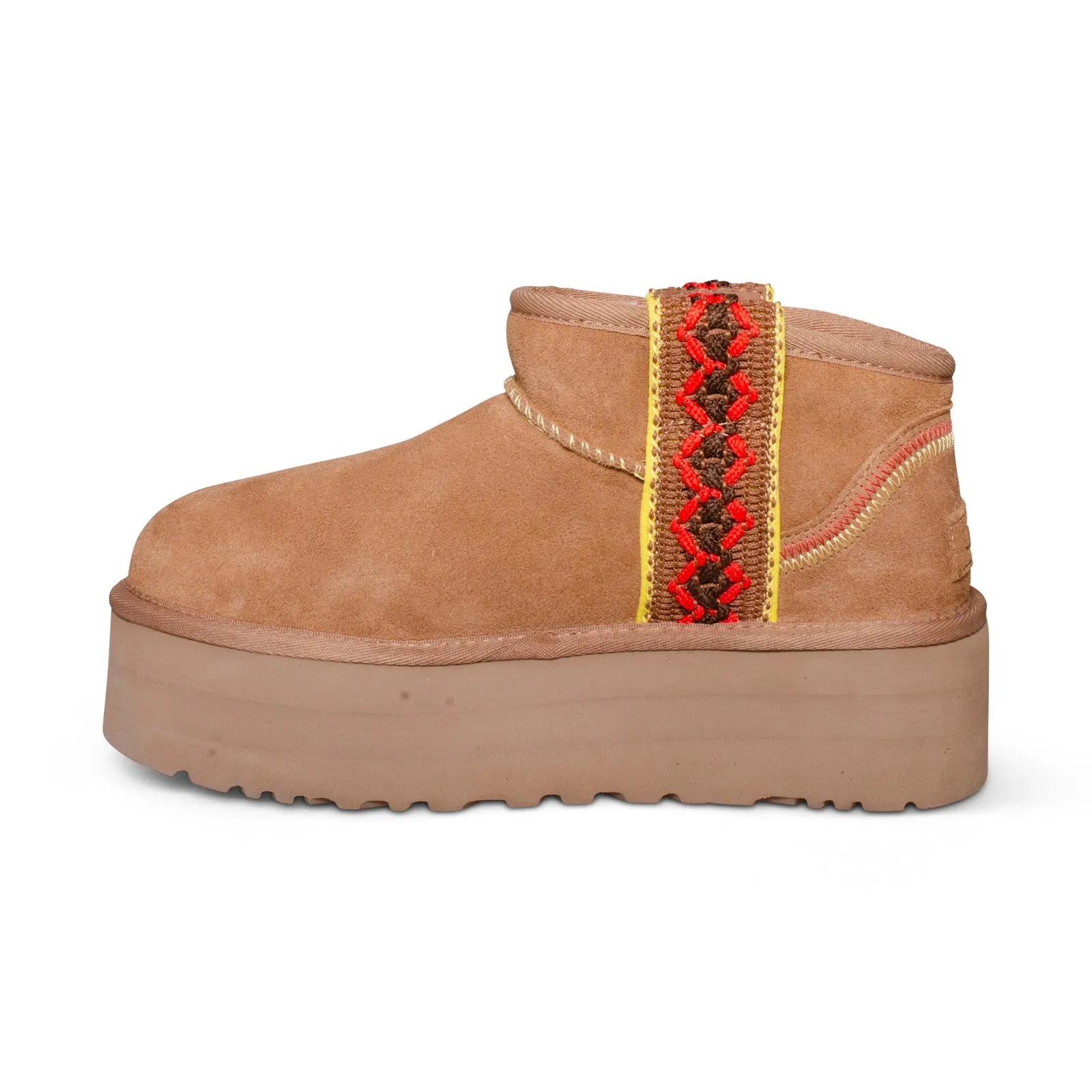 UGG Classic Ultra Mini Braid Platform Chestnut Boots - Women's