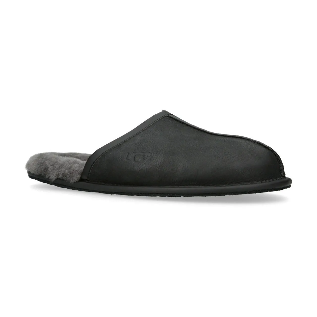 UGG Scuff Leather Slippers - BLACK