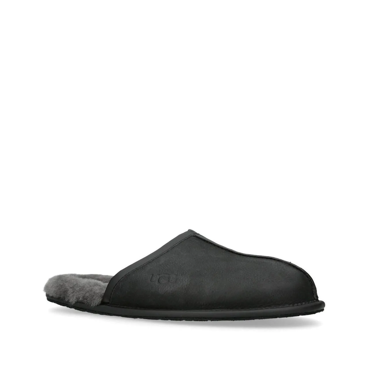 UGG Scuff Leather Slippers - BLACK