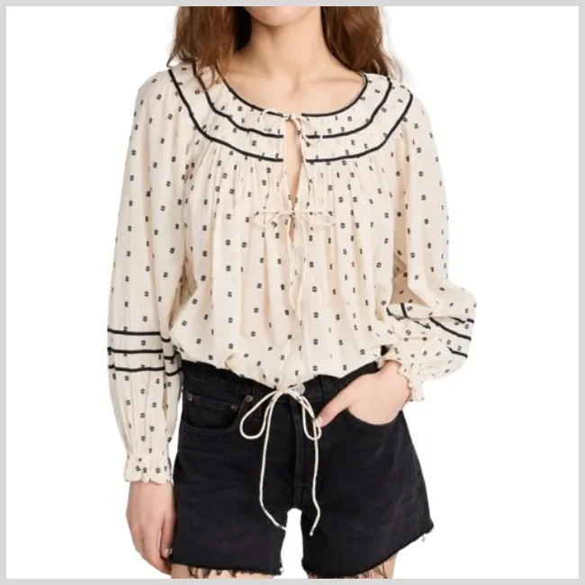 ULLA JOHNSON  |Casual Style Long Sleeves Cotton Office Style Puff Sleeves