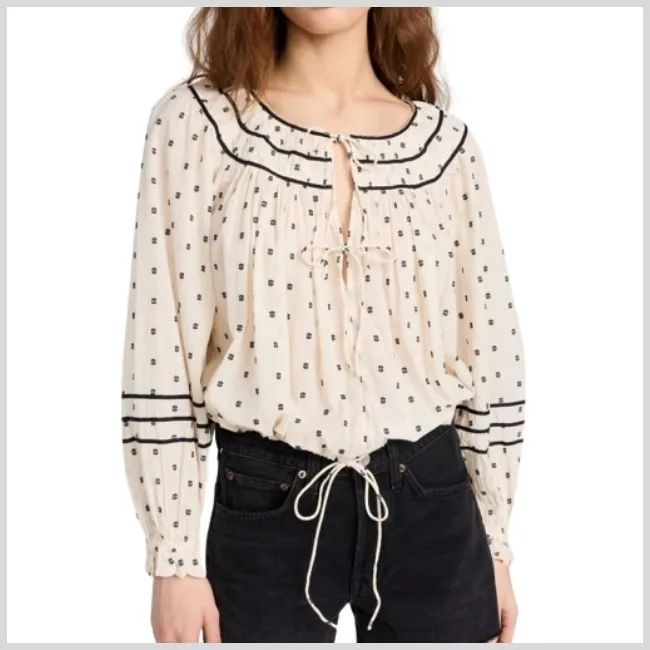 ULLA JOHNSON  |Casual Style Long Sleeves Cotton Office Style Puff Sleeves