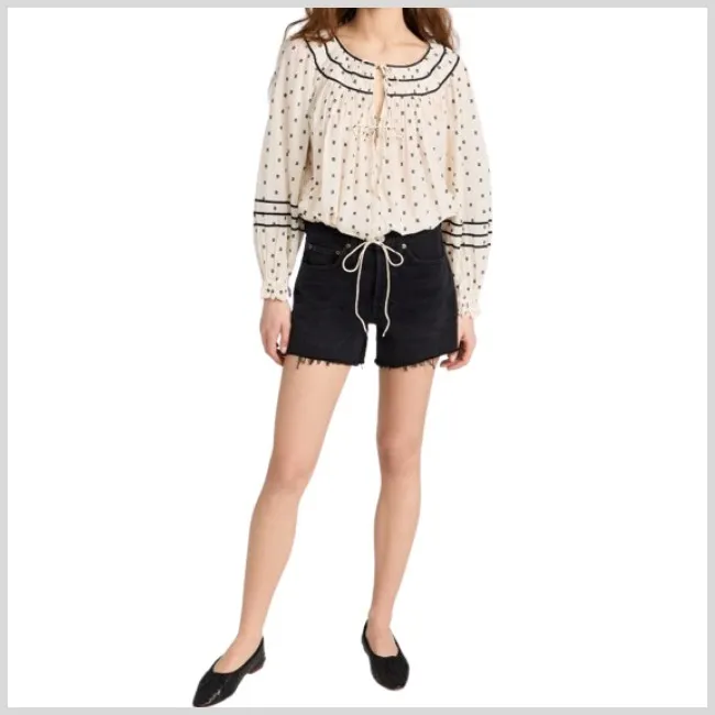 ULLA JOHNSON  |Casual Style Long Sleeves Cotton Office Style Puff Sleeves