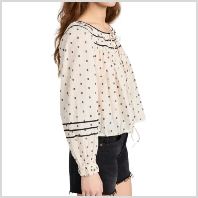 ULLA JOHNSON  |Casual Style Long Sleeves Cotton Office Style Puff Sleeves