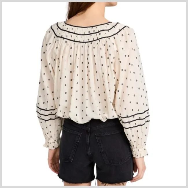 ULLA JOHNSON  |Casual Style Long Sleeves Cotton Office Style Puff Sleeves