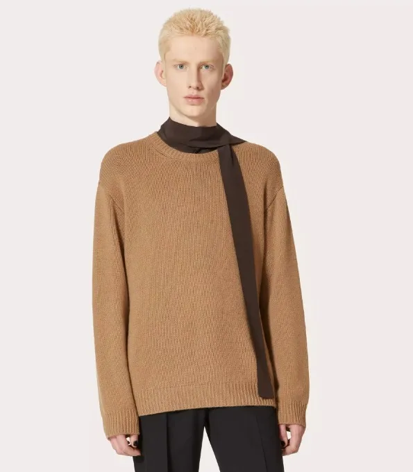 VALENTINO  |Crew Neck Pullovers Cashmere Studded Long Sleeves Plain