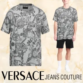 VERSACE JEANS  |Unisex Street Style Cotton Short Sleeves Logo T-Shirts