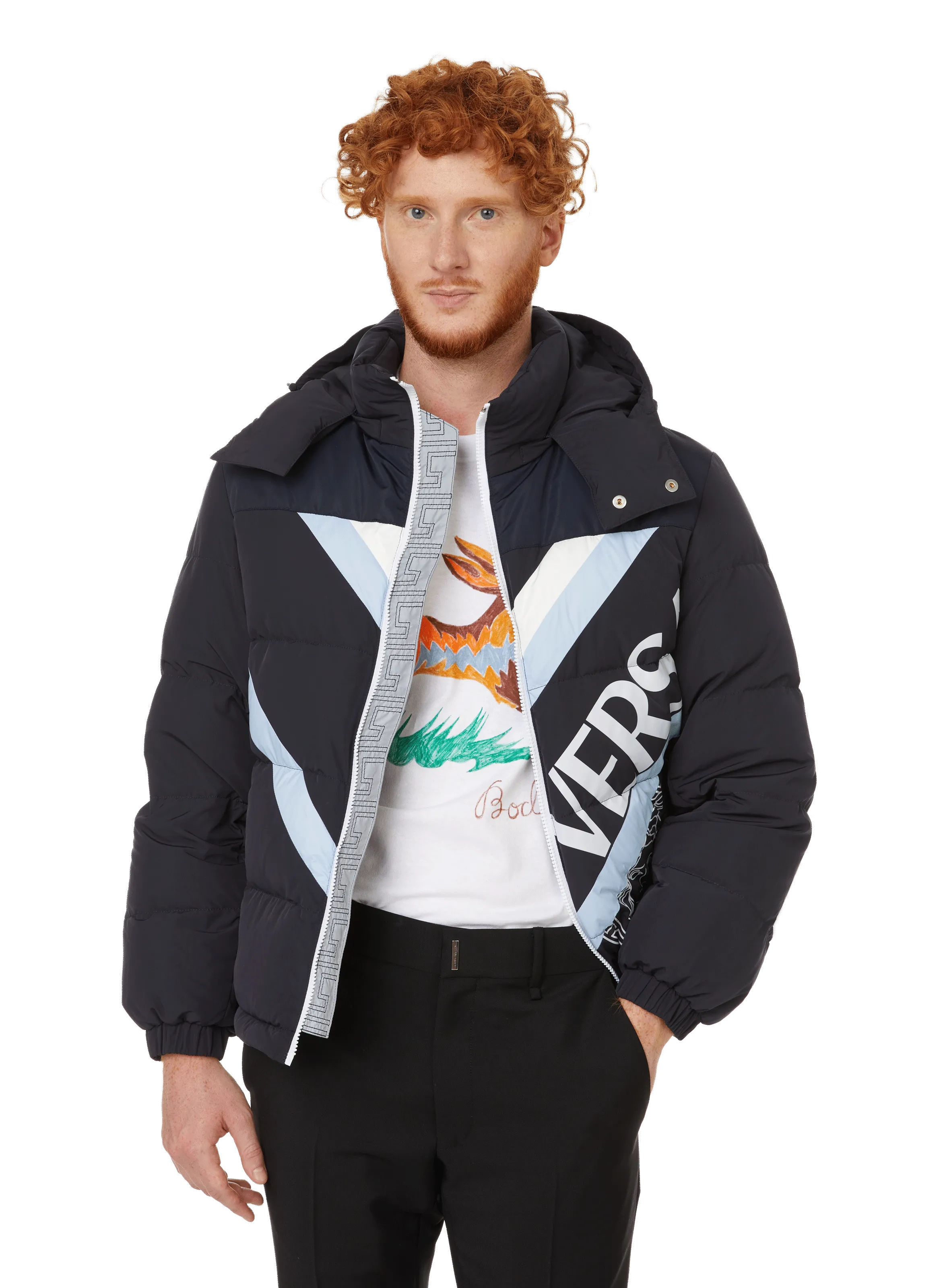 VERSACE  Printed down jacket - Blue