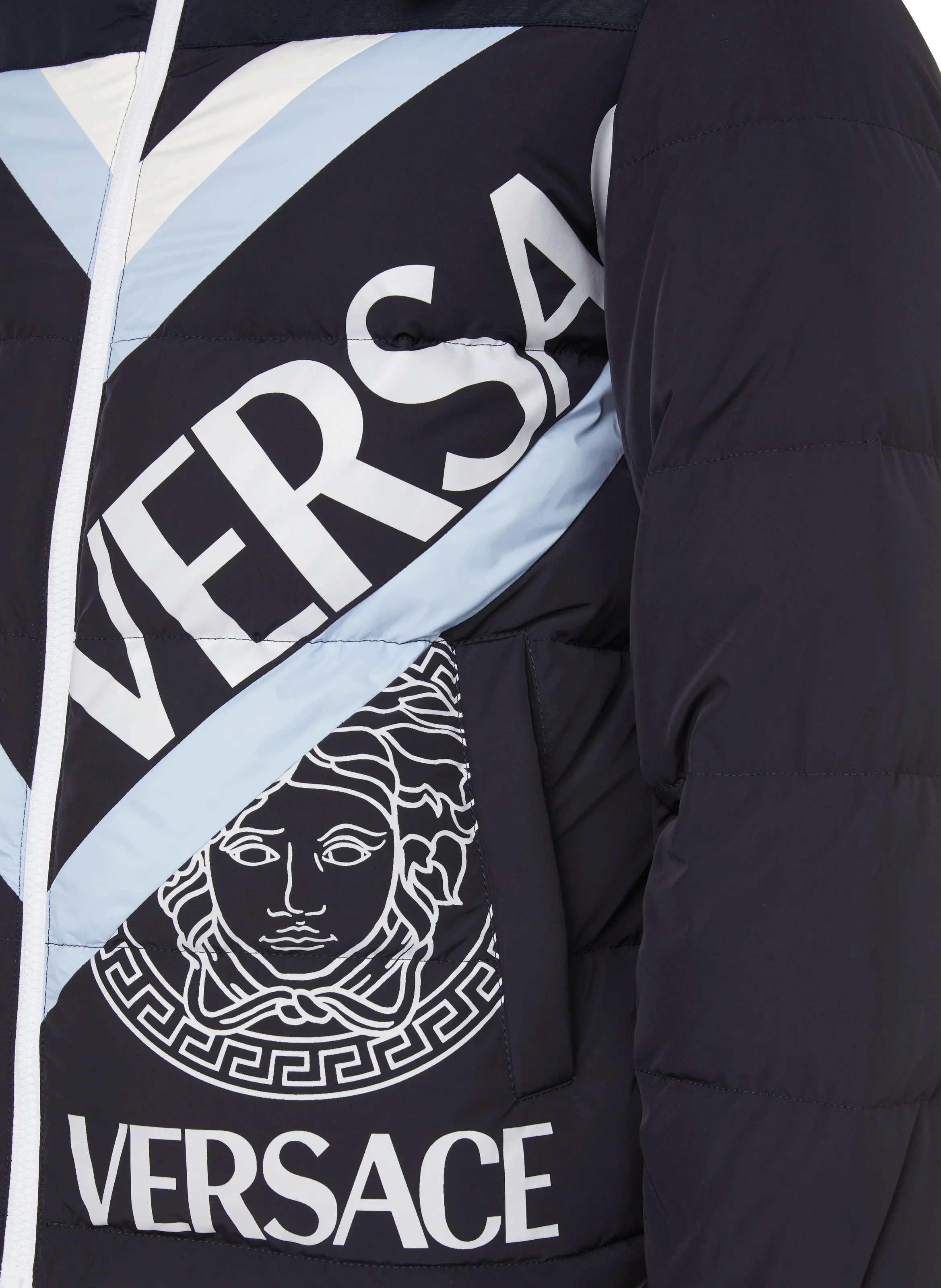 VERSACE  Printed down jacket - Blue