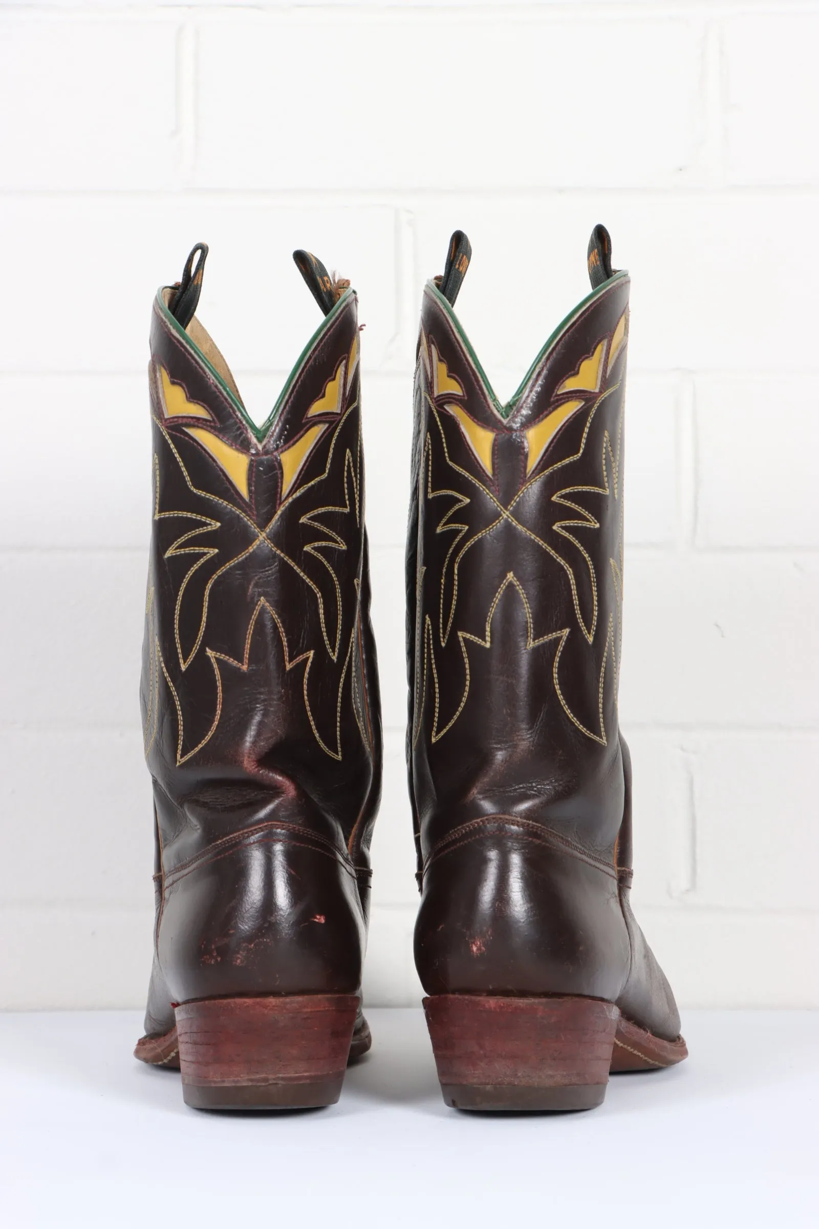 Vintage 'Lone Star' Brown Mahogany Leather Cowboy Boots (9)