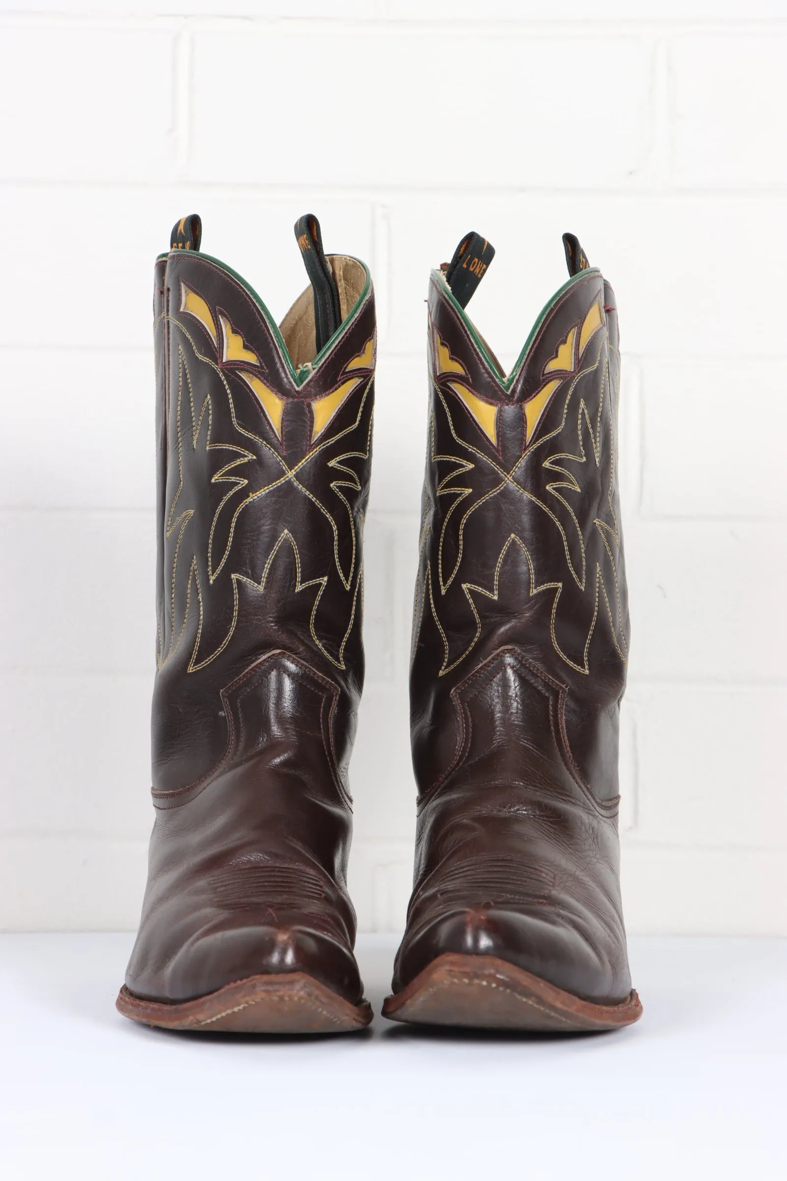 Vintage 'Lone Star' Brown Mahogany Leather Cowboy Boots (9)