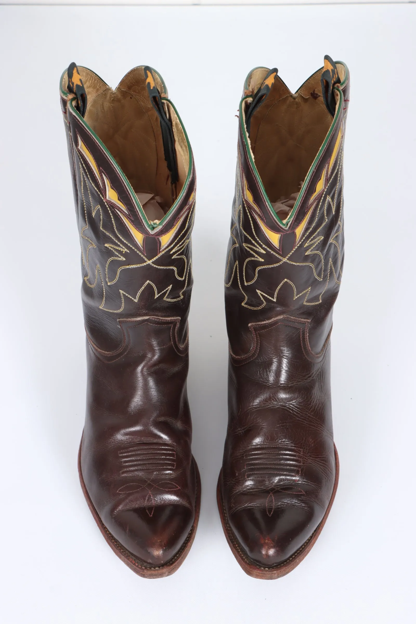 Vintage 'Lone Star' Brown Mahogany Leather Cowboy Boots (9)