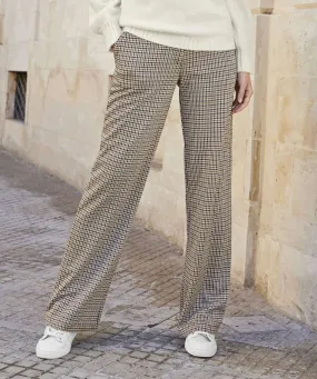 Wide-leg Stretch Check Trousers